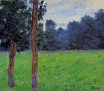 two boys singing Painting - Two Trees in a Meadow Claude Monet